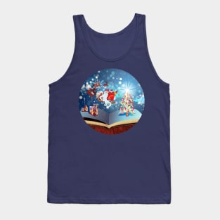 Magic book with Christmas tree and Santa Tank Top